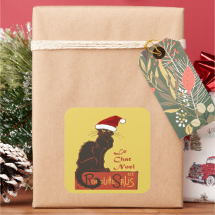 Le Chat Noel Weihnachts-Spoof-Vektor-Kunst Quadratischer Aufkleber