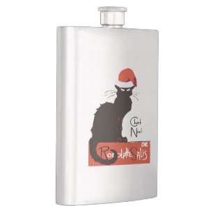 Le Chat Noel Weihnachtsparodie Bedruckter Ausschni Flachmann