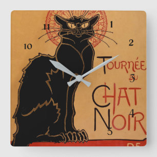 “Le Chat Noir” by Theophile Steinlen Quadratische Wanduhr