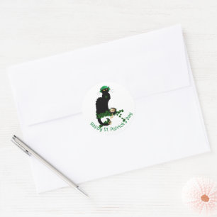 Le Chat Noir Clover St. Patrick's Day Runder Aufkleber