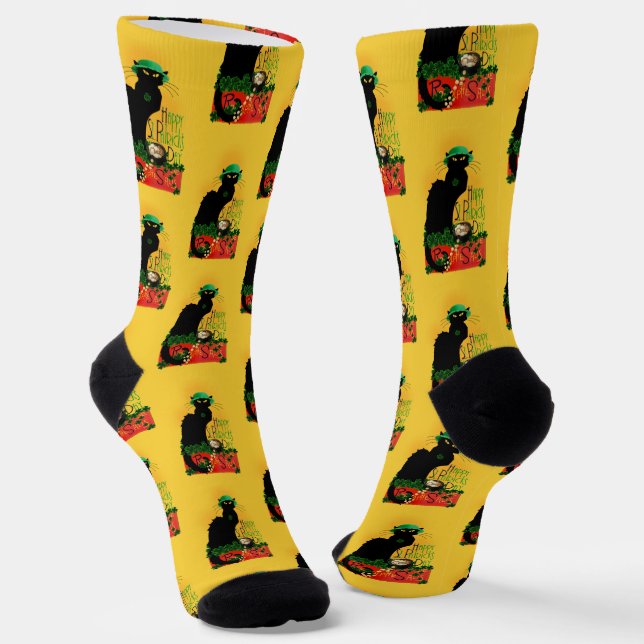 Le Chat Noir Clover St. Patrick's Day Socken (Gewinkelt)