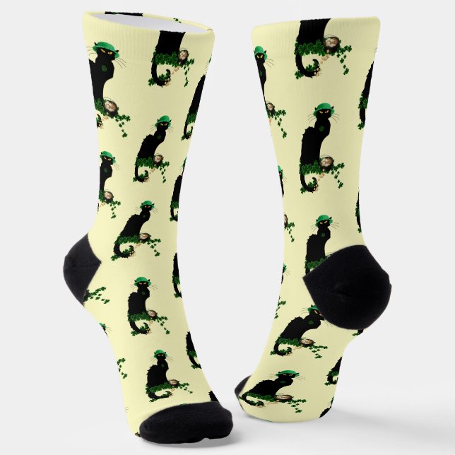 Le Chat Noir Clover St. Patrick's Day Socken (Gewinkelt)