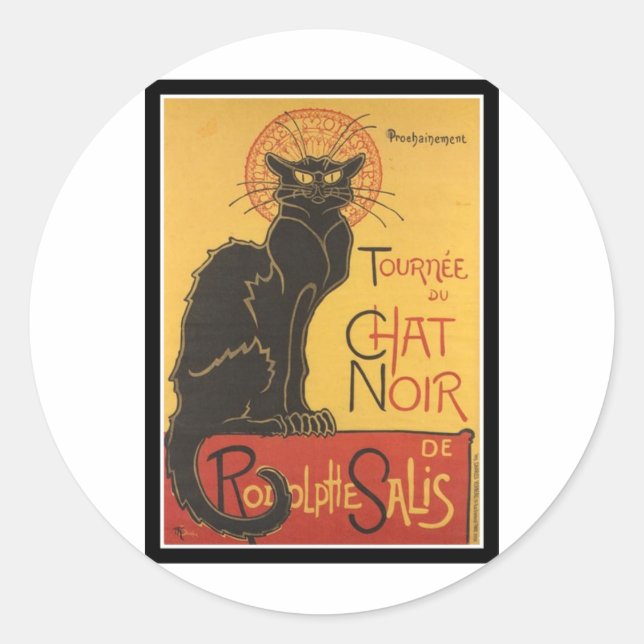 LE CHAT NOIR DRUCKEN RUNDER AUFKLEBER (Vorderseite)