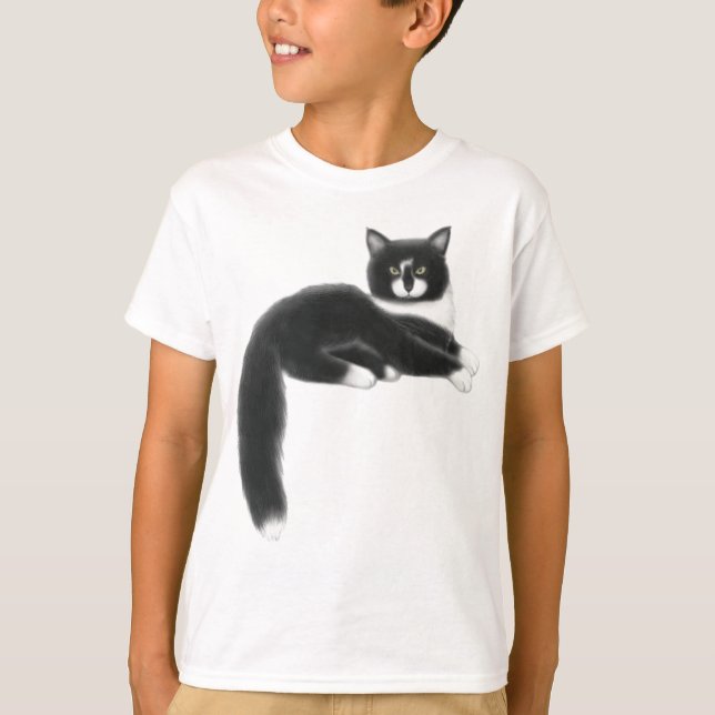 Le chat noir et blanc de Kitty badine le T-shirt (Devant)