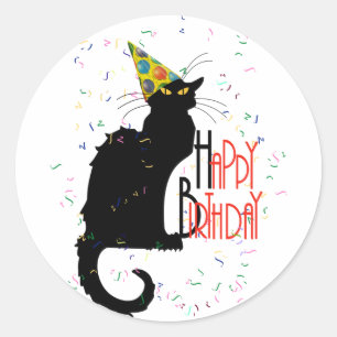 Le Chat Noir - GLÜCKLICHER GEBURTSTAG! Runder Aufkleber