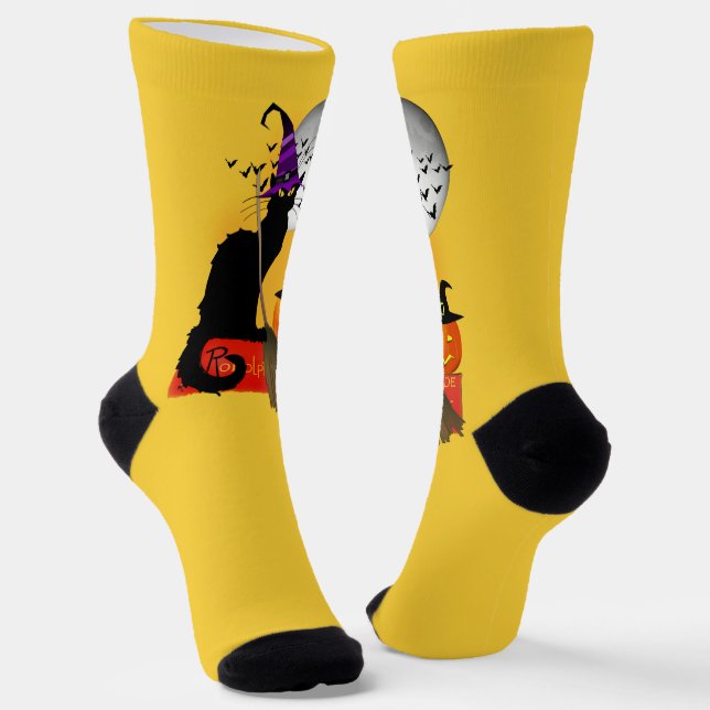 Le Chat Noir Halloween Hexe Socken (Gewinkelt)