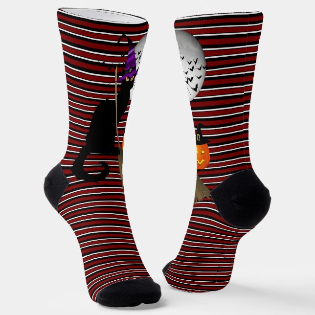 Le Chat Noir Halloween Hexe Socken (Gewinkelt)