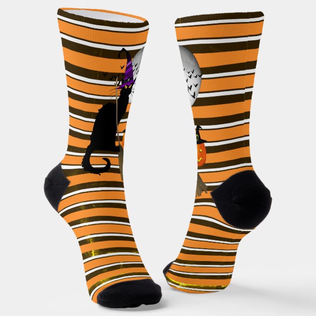 Le Chat Noir Halloween Hexe Socken (Gewinkelt)