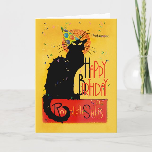 Le Chat Noir Happy Birthday Karte (Vorderseite)