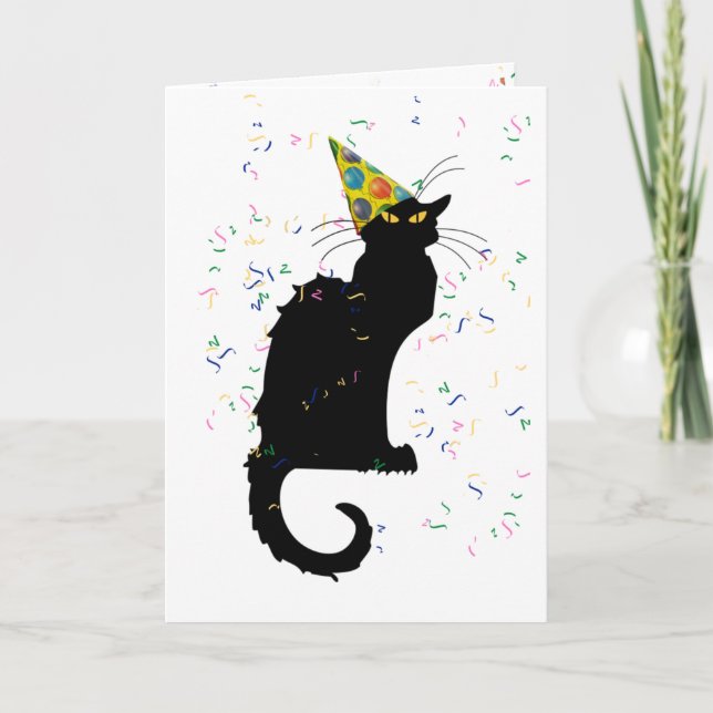 Le Chat Noir Happy Birthday Karte (Vorderseite)