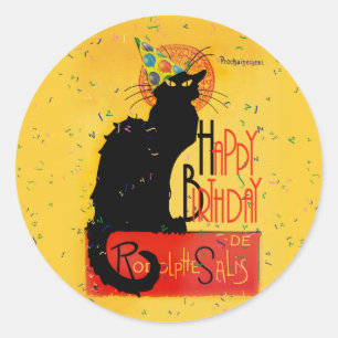 Le Chat Noir - Happy Birthday Runder Aufkleber