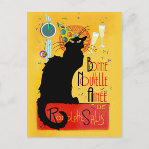 Le Chat Noir Happy New Year Party Postkarte