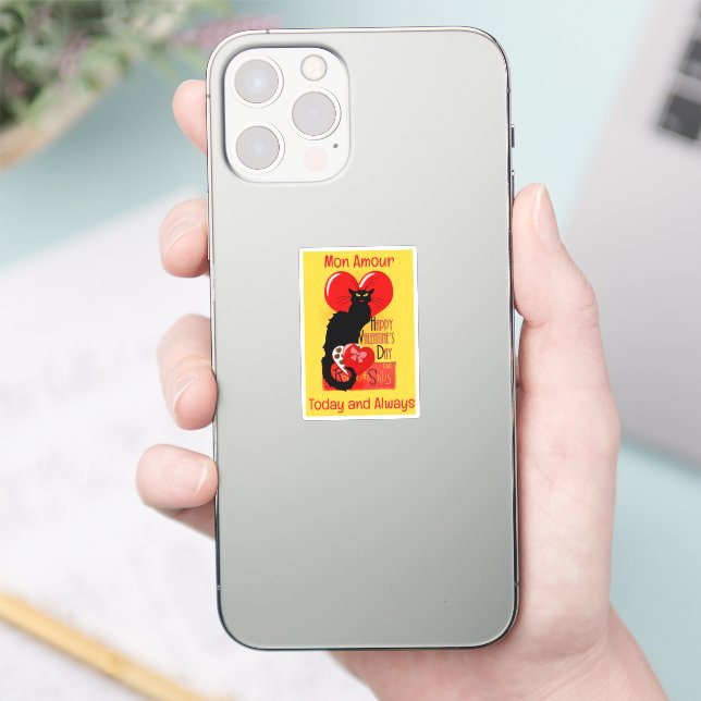 Le Chat Noir Heart Candy Valentine's Day  Aufkleber (Telefon)