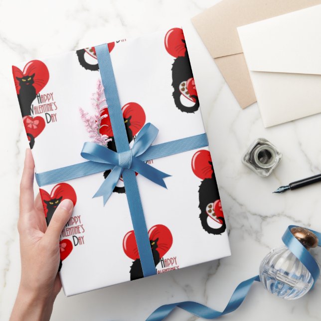 Le Chat Noir Heart Candy Valentine's Day  Geschenkpapier (Schenken)