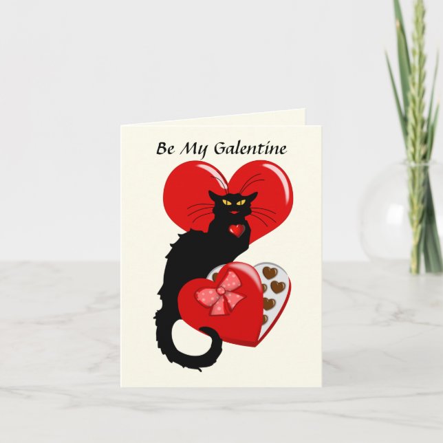 Le Chat Noir Heart Candy Valentine's Day  Karte (Vorderseite)