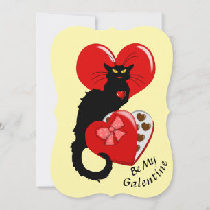Le Chat Noir Herz Süßigkeiten Valentinstag Einladung