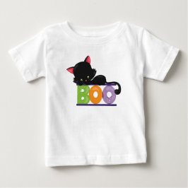Le chat noir huent le T-shirt de bébé