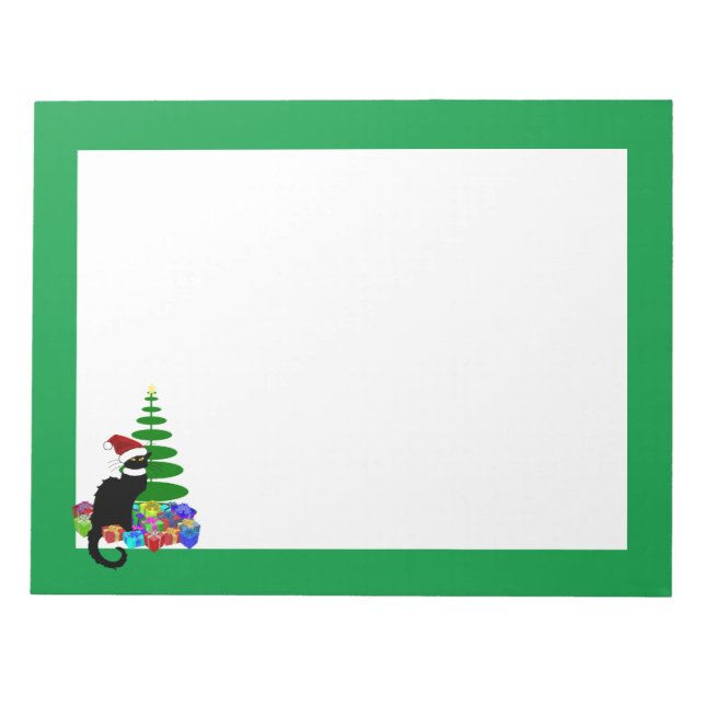 Le Chat Noir mit Weihnachtsbaum und Geschenken Notizblock (Vorderseite)