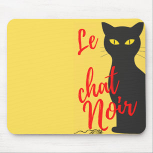 Le Chat Noir Modern Red and Yellow Mousepad