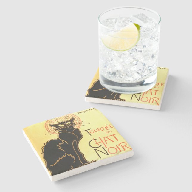 Le Chat noir, Original-Reklametafel  Steinuntersetzer (Seitenansicht)