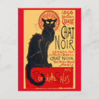Le Chat Noir, The Black Cat, Art Postcard