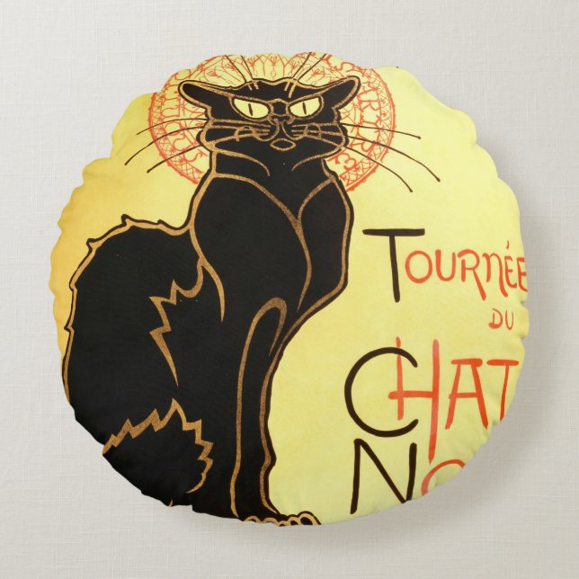 Le chat noir, ursprüngliche Anschlagtafel Rundes Kissen (Vorderseite)