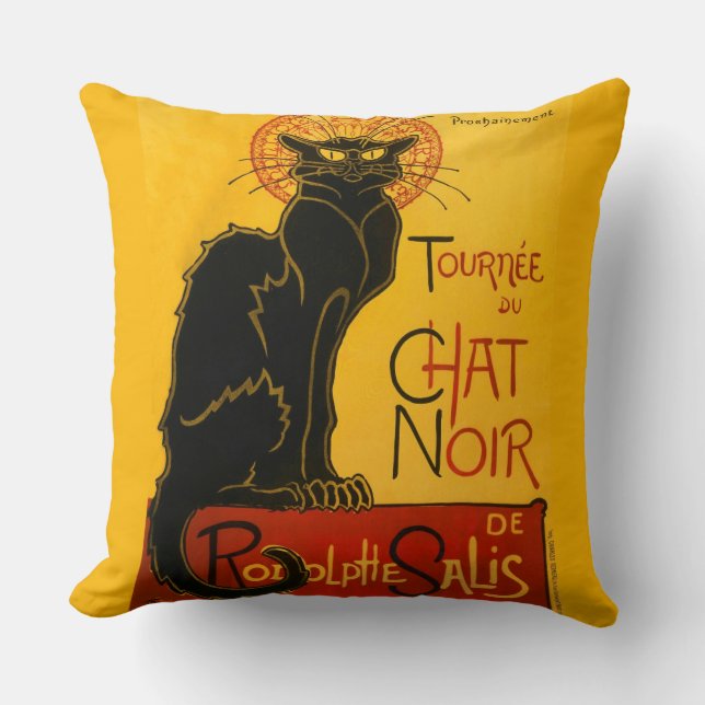Le Chat Noir Vintage Schwarzkatze Jugendstil Kissen (Vorderseite)