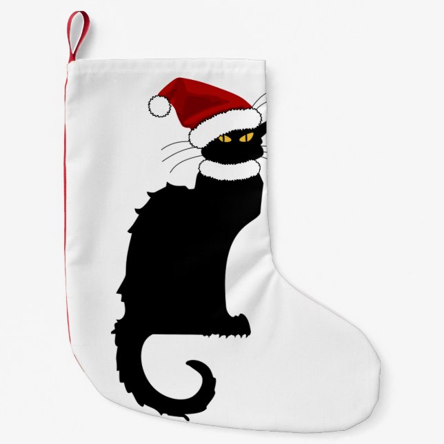 Le Chat Noir Weihnachtsmannmütze Weihnachten Kleiner Weihnachtsstrumpf (Vorderseite)