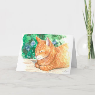 "Le Chat Orange Relaxant." Carte de voeux