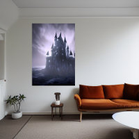 Le château d'horreur dans la mer | AI Art Poster