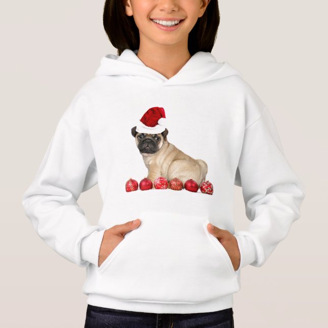 Le chien de carlin de Noël badine le sweat - shirt (Devant)