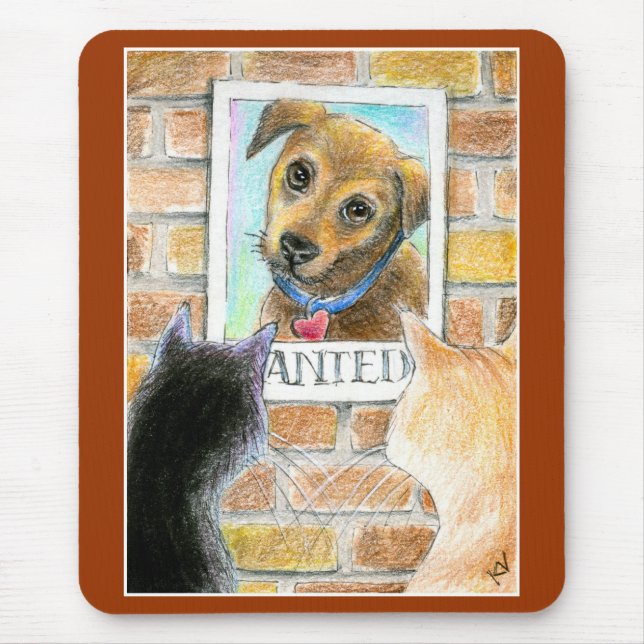 Le chiot, chats, "a voulu" le tapis de souris (Devant)