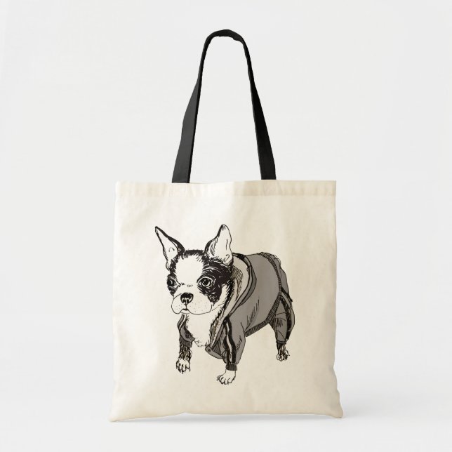 Le chiot de Boston Terrier sue dedans le sac de (Devant)