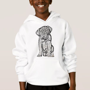 Le chiot de Dogue de Bordeaux badine le sweatshirt