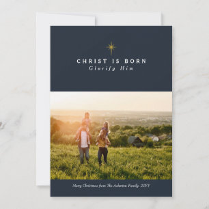 Le Christ est né carte photo de Noël religieuse