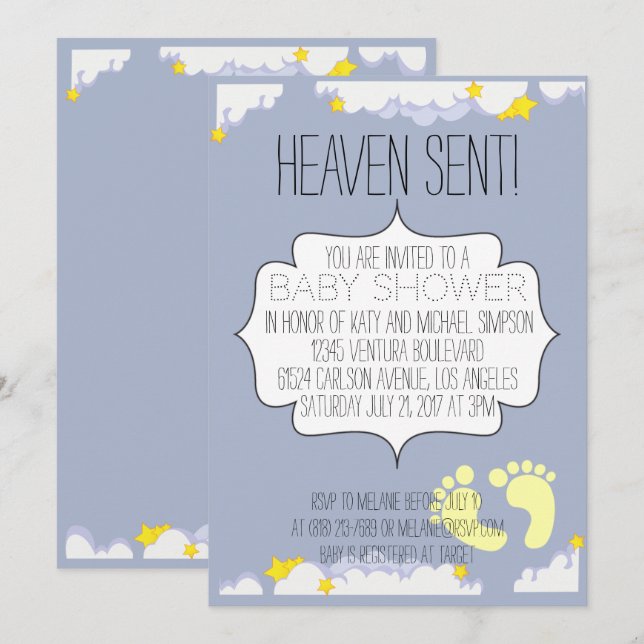 Le ciel a envoyé une invitation au Baby shower (Devant / Derrière)