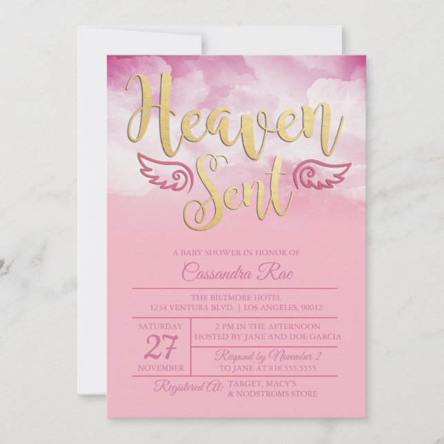 Le ciel a envoyé une invitation au Baby shower (Devant)