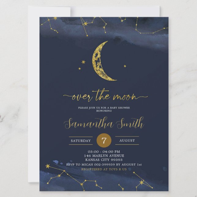 Le ciel nocturne au-dessus de la lune Invitation B (Devant)