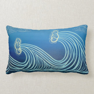 Le clair de lune bleu ondule le coussin de coton