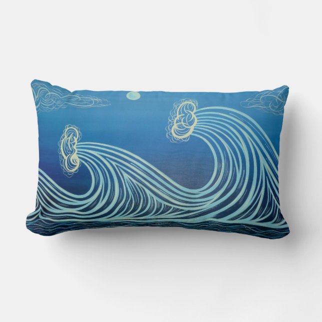 Le clair de lune bleu ondule le coussin de coton (Recto)