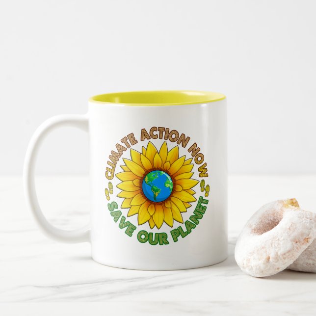 Le climat mars des personnes pour la tasse de (Avec donut)