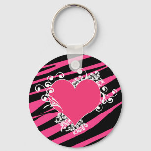 Le coeur de zèbre de KRW tourbillonne porte-clés