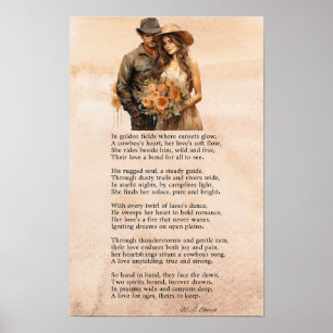 Le cœur d'un cowboy – Affiche de poème western rom
