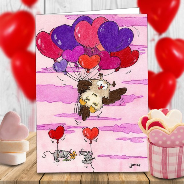 Le COEUR MONTE EN BALLON la carte de voeux par (Créateur téléchargé)