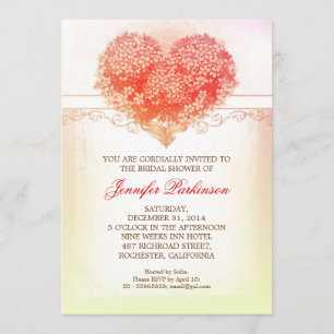 le coeur vintage fleurit invitation nuptiale