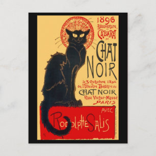 Le Conversation Noir, Chat Noir, Carte Postale Art