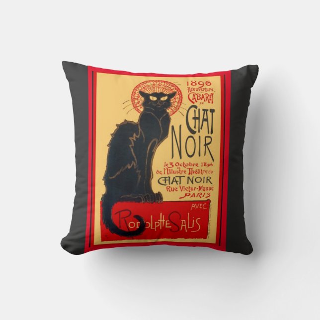 Le Conversation Noir, Chat Noir, Coussin D'Art (Recto)