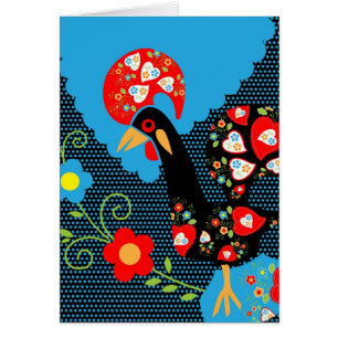 Le Coq du Portugal légende la carte d'anniversaire
