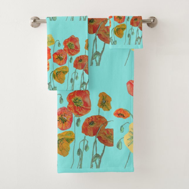Le coquelicot rouge orange Aqua Floral (En situation)
