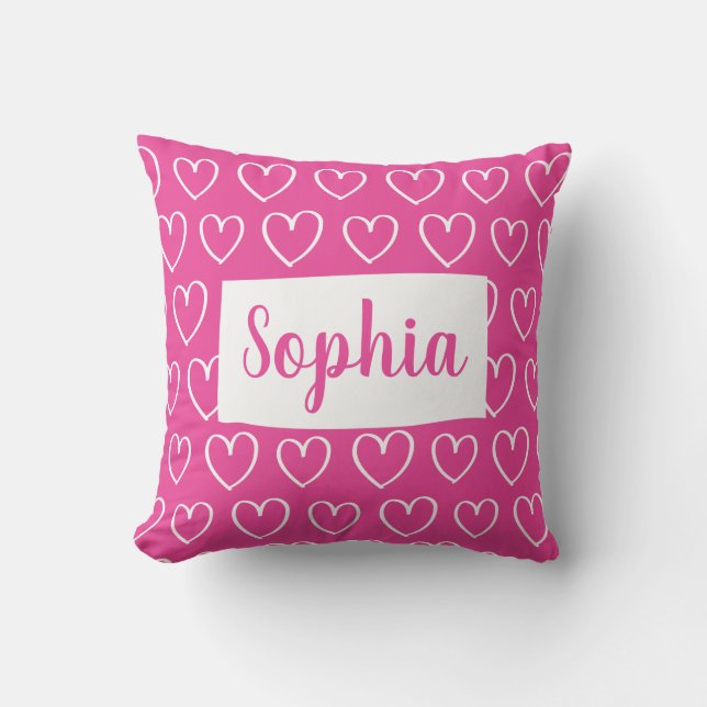 Le coussin des filles personnalisées de coeur - (Recto)